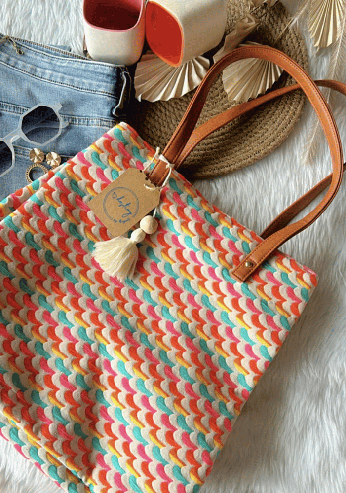 Colourful pop 3 pocket tote