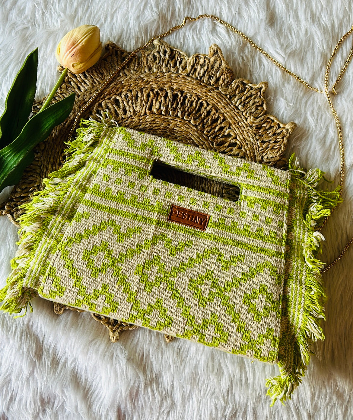 Mint Maze Fringe bag