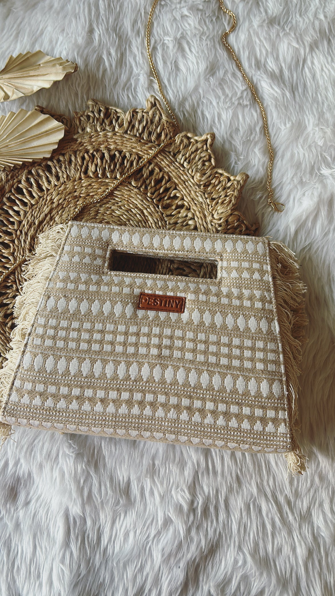 Ivory bloom Fringe bag